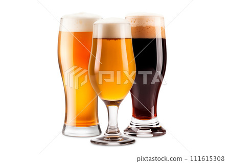 Set of Beer glasses on a white background. Mugs with drink like Ipa, Pale Ale, Pilsner, Porter or Stout Set of Beer glasses on a white background. Mugs with drink like Ipa, Pale Ale, Pilsner, Porter or Stout 111615308