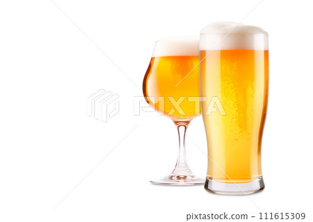 Set of Beer glasses on a white background. Mugs with drink like Ipa, Pale Ale, Pilsner, Porter or Stout Set of Beer glasses on a white background. Mugs with drink like Ipa, Pale Ale, Pilsner, Porter or Stout 111615309