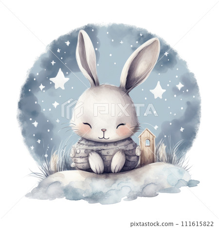 Sleepy Bunny on Moon 111615822