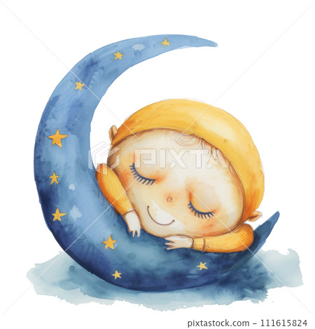 Baby Asleep on Moon 111615824