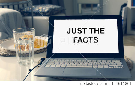 Word text ONLY FACTS on laptop monitor screen - Business concept 111615861