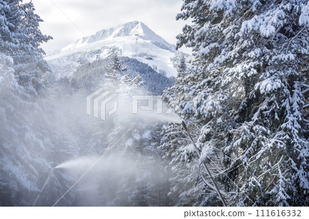 Bansko, Bulgaria, Pirin mountain snow peaks 111616332