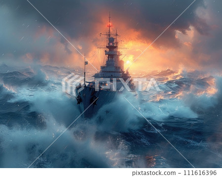 AI-generated content. Massive Ship Sailing on Vast Open Waters. Generative AI. AI-generated content. Massive Ship Sailing on Vast Open Waters. Generative AI. 111616396