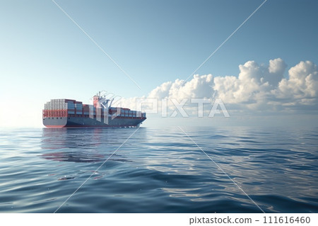 AI-generated content. Massive Cargo Ship Sailing Through the Open Ocean. Generative AI. 111616460