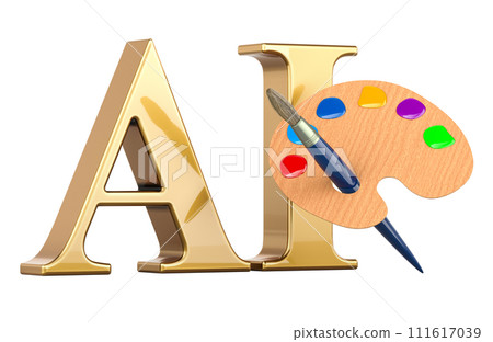 AI Image Generator, concept. 3D rendering AI Image Generator, concept. 3D rendering 111617039