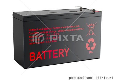 Sealed Lead Acid Battery, 3D rendering 111617061