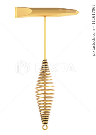 Golden welding chipping hammer, 3D rendering Golden welding chipping hammer, 3D rendering 111617065