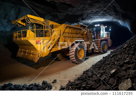 Coal mining. Underground Mining Loader in mine.  111617295