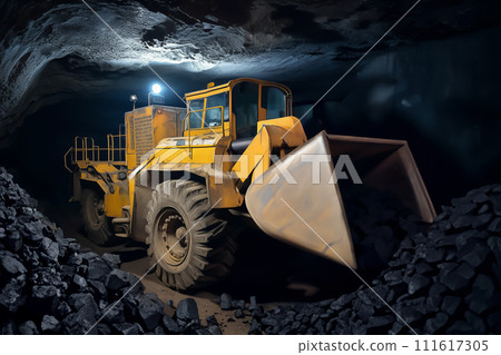 Coal mining. Underground Mining Loader in mine.  111617305