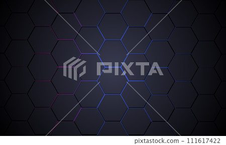 Dark gray 3D hexagonal technology vector gaming abstract background. Dark gray 3D hexagonal technology vector gaming abstract background. 111617422