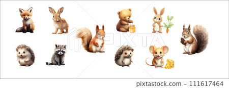 Adorable Collection of Nine Different Animals Engaging in Various Activities Vector 111617464