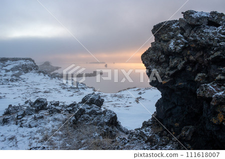 Sunset at the Myvatn lake, North Iceland 111618007