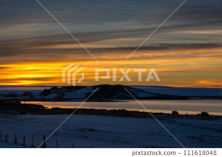 Sunset at the Myvatn lake, North Iceland Sunset at the Myvatn lake, North Iceland 111618048
