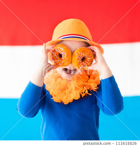 Kids supporting Netherlands sport team 111618826