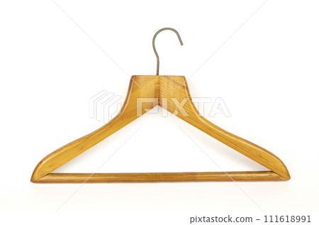 A clothes hanger. Wooden clothes hanger on a white background 111618991