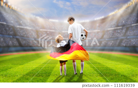 Germany football team supporter on stadium. 111619339