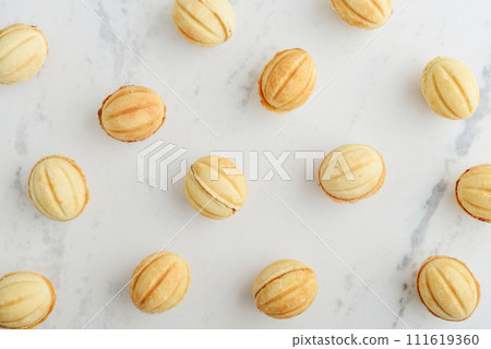 Homemade walnut shaped cookies with boiled condensed milk 111619360