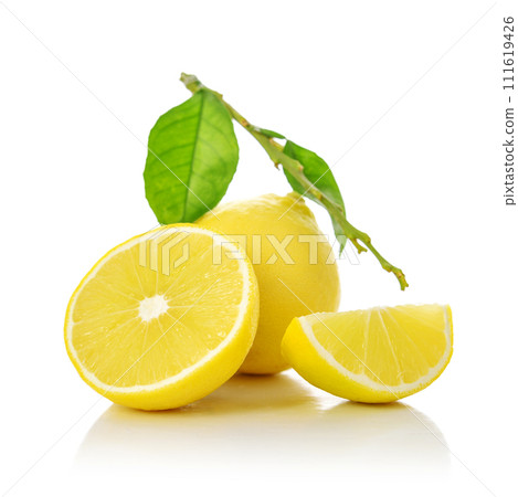 Fresh ripe bergamot orange fruit with  leaves 111619426