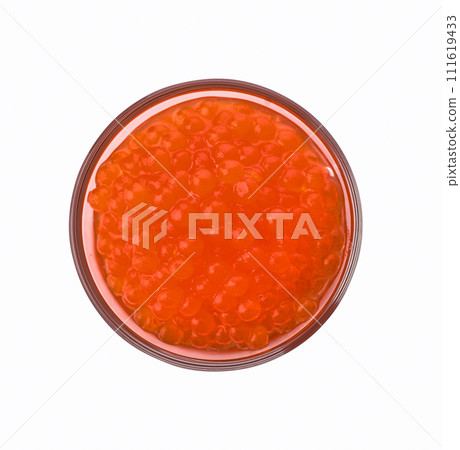 Glass of red trout caviar Glass of red trout caviar 111619433