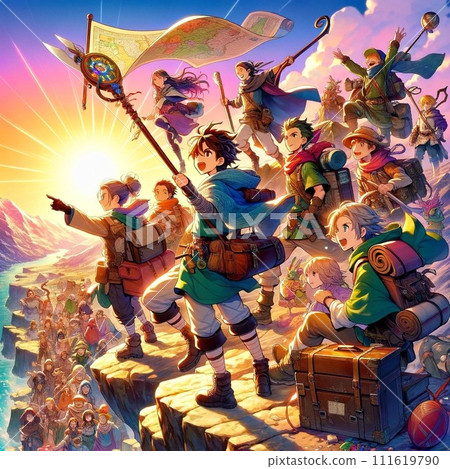 A group of heroes ready to set out on an adventure A group of heroes ready to set out on an adventure 111619790