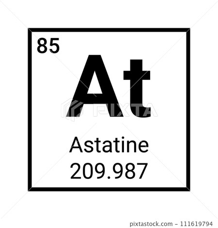 Astatine periodic table element icon. Chemical mendeleev table astatine icon Astatine periodic table element icon. Chemical mendeleev table astatine icon 111619794