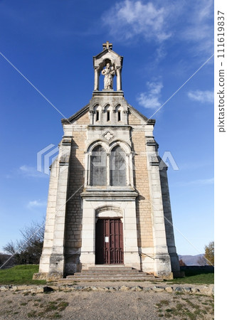 Chapel of mont Brouilly in Beaujolais, France 111619837