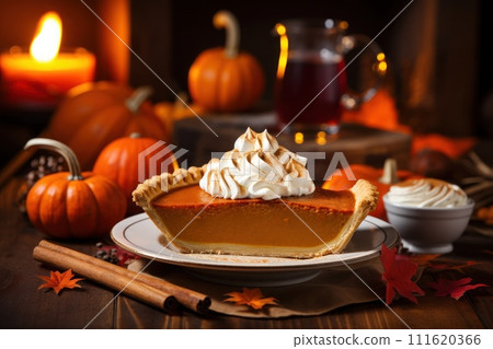 AI-generated content. Homemade Pumpkin Pie for Thanksigiving. Generative AI 111620366