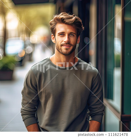 AI-generated content. Handsome man, close-up portrait. Fashionable portrait 111621478