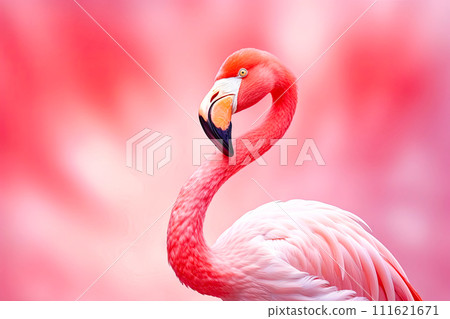 AI-generated content. Flamingo on Pink Background with copy-space. 111621671
