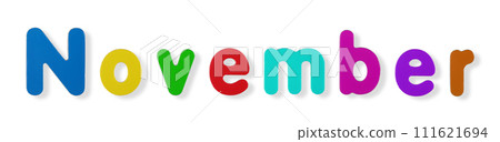 November word in coloured magnetic letters 111621694