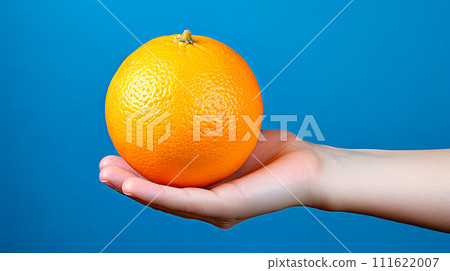 AI-generated content. Female hand holding mandanin 111622007