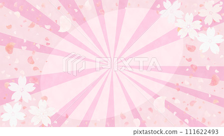 時尚的水平框架與舞動的櫻花花瓣-春天的形象 111622493