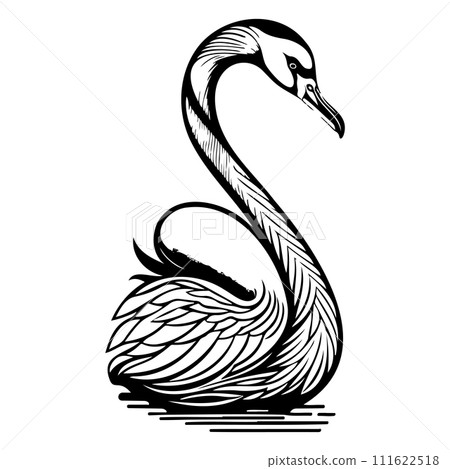 swan goose animal hand draw black colour logo symbol perfect. 111622518