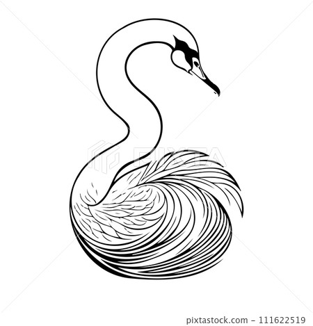 swan goose animal hand draw black colour logo symbol perfect. 111622519