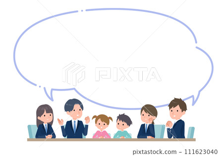 一群未成年人用言語泡沫進行認真的討論 一群未成年人用言語泡沫進行認真的討論 111623040