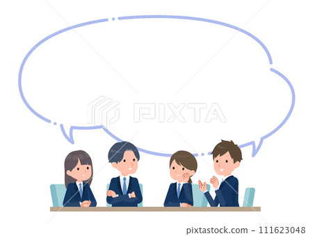 Student group discussing with speech bubble 111623048
