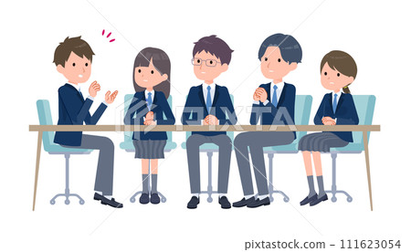 Students having a serious meeting B Students having a serious meeting B 111623054