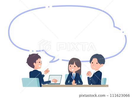 Three students talking with speech bubble Three students talking with speech bubble 111623066