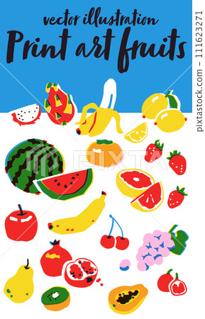 Print style fruit illustration set Print style fruit illustration set 111623271