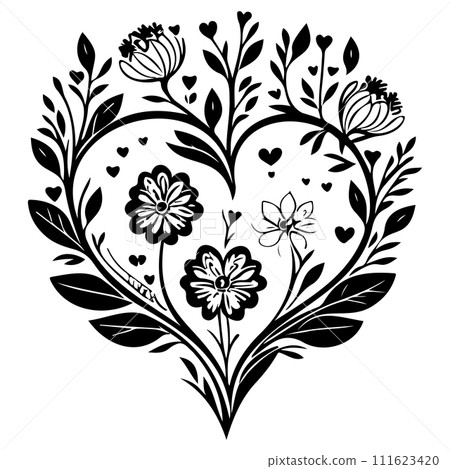 love heart flower floral valentine illustration sketch draw love heart flower floral valentine illustration sketch draw 111623420