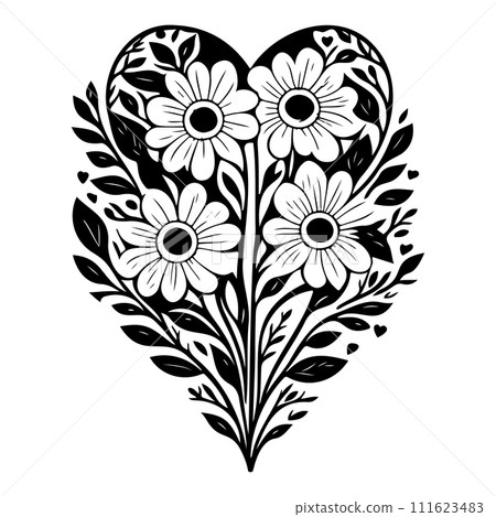 love heart flower floral valentine illustration sketch draw love heart flower floral valentine illustration sketch draw 111623483