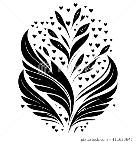 wing fly heart valentine illustration sketch hand draw black wing fly heart valentine illustration sketch hand draw black 111623645