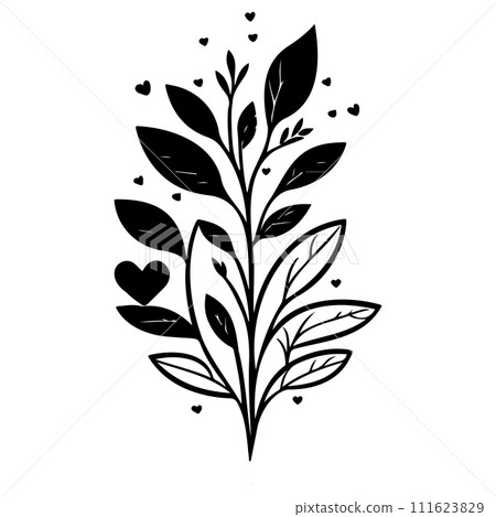 growth flower floral pot valentine illustration sketch draw black growth flower floral pot valentine illustration sketch draw black 111623829