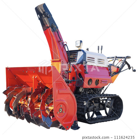 Cutout image of a red snow rotary viewed from an angle Cutout image of a red snow rotary viewed from an angle 111624235
