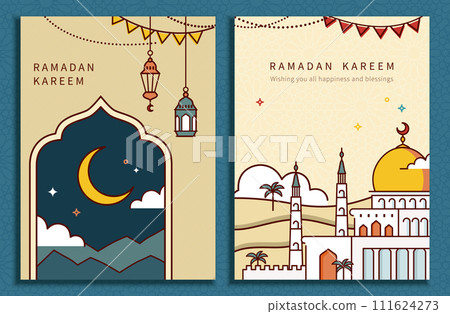 Ramadan line style template set Ramadan line style template set 111624273