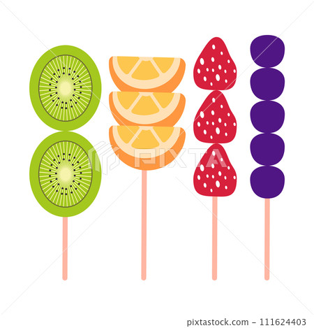 tanghulu traditional food china made from fruit kiwi tangerine grape and strawberries delicious candy snack 111624403