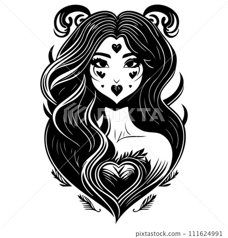 girl love heart valentine illustration sketch draw girl love heart valentine illustration sketch draw 111624991