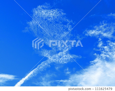Blue sky and characteristic white clouds (blue sky background) 111625479