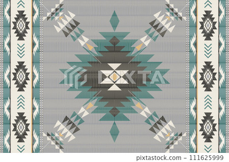 Navajo tribal vector seamless pattern. Native American ornament. Ethnic South Western decor style. Boho geometric ornament. Vector seamless pattern. Mexican blanket, rug. Woven carpet illustration. 111625999