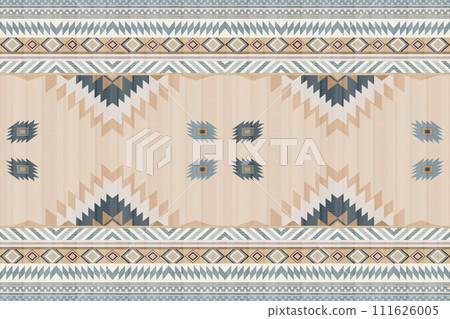 Navajo tribal vector seamless pattern. Native American ornament. Ethnic South Western decor style. Boho geometric ornament. Vector seamless pattern. Mexican blanket, rug. Woven carpet illustration. 111626005
